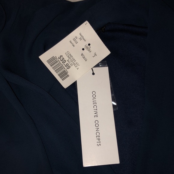 Navy blue front tie tunic - Picture 2 of 5